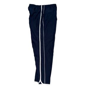 Reebok Navy Blue Polyester Elastic Waist Athletic Track Pants Side Stripes XL